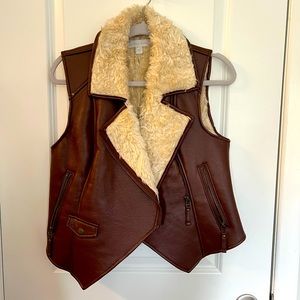 NY & Co Vegan Leather Faux Fur Vintage Vest